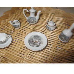 Lot of Vintage 9 items - porcelain tableware for a doll house